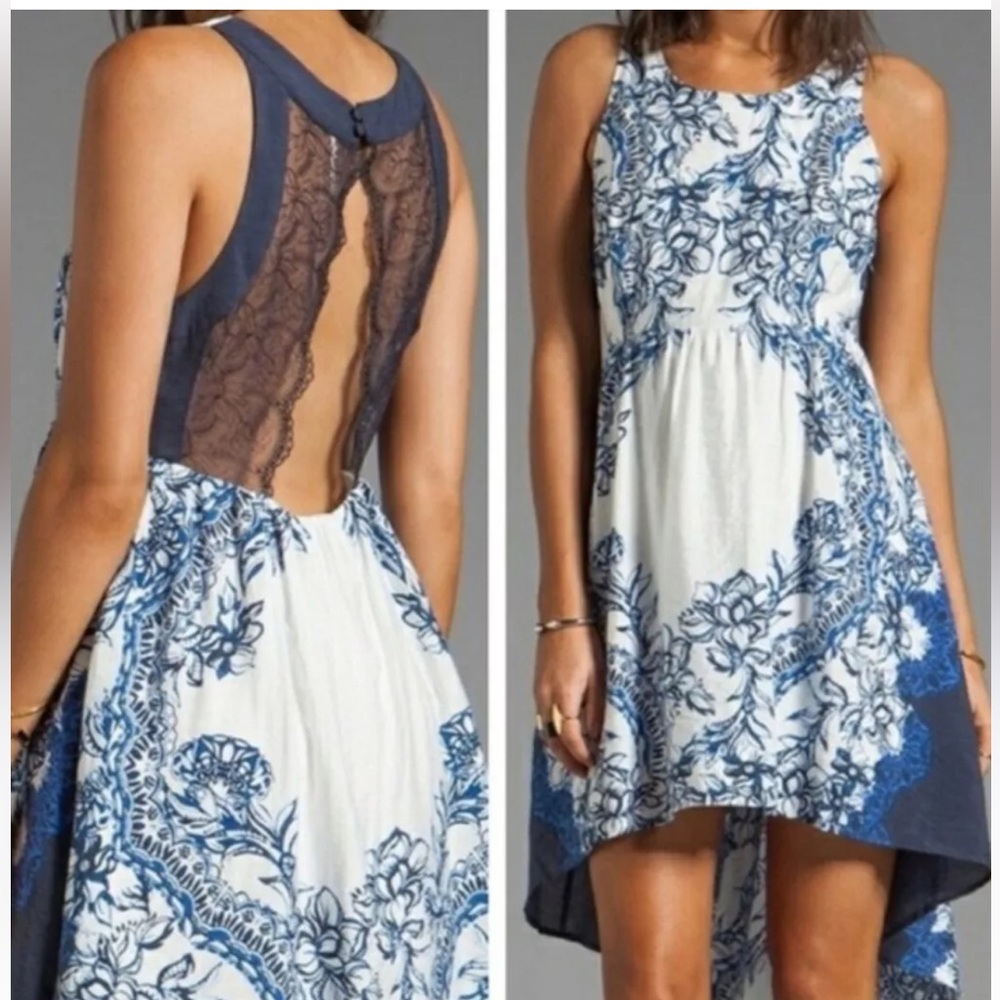 Free People Blue and White High Low Dress